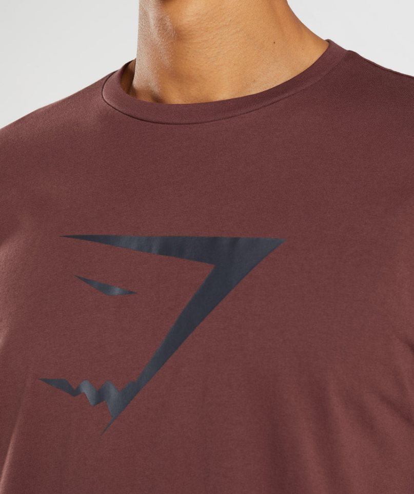 Men's Gymshark Sharkhead Infill T-Shirts Brown | NZ 0JCGVO